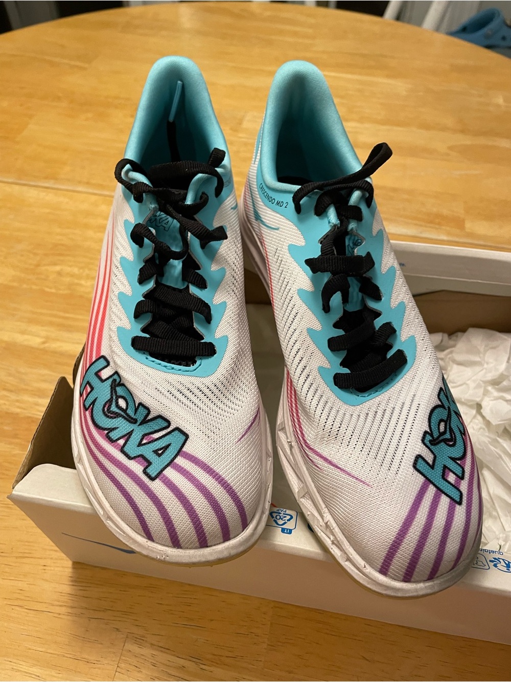 HOKA  women 7,  5.5 men White/Teal/Purple track spikes crosscountry Running Shoe